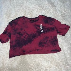 Empyre black and red tie dye crop top. Medium